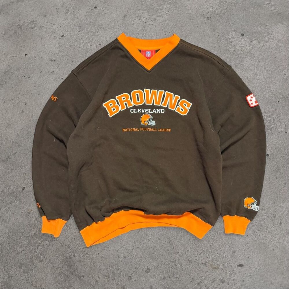 Y2K 2000’s NFL Cleveland Browns Brown and Orange Sweatshirt Size Large